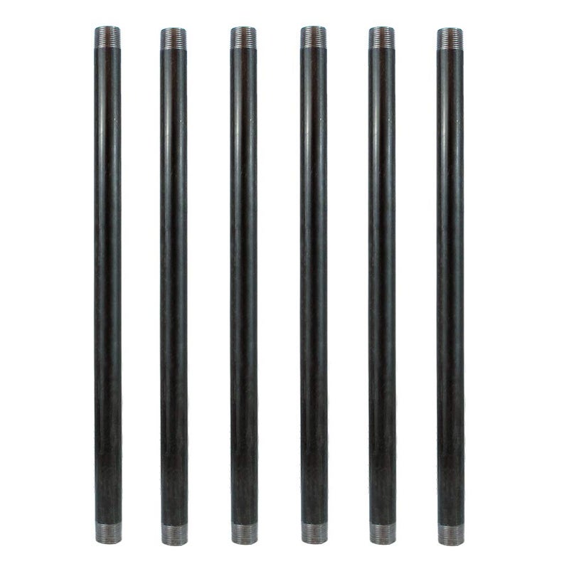 GeilSpace 6 Pack 1/2" Ã— 24" Heavy Duty Pre-Cut Grey Metal Pipe, Industrial Steel Fits Standard Half Inch Threaded Pipes and Fittings - Vintage DIY Industrial Shelving (1/2" Ã— 24", Grey) - Image 1